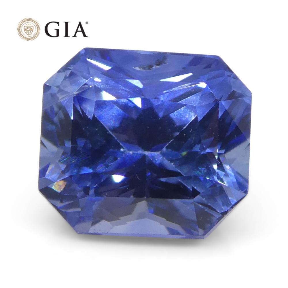 Women's or Men's 2.02ct Octagonal/Emerald Cut Blue Sapphire GIA Certified Sri Lanka   For Sale