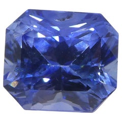 Saphir bleu octogonal/émeraude de 2.02 carats certifié GIA du Sri Lanka  