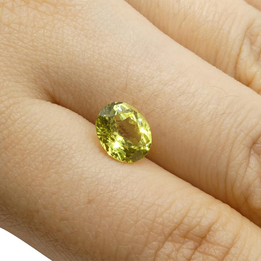 2.02ct Oval Green-Yellow Chrysoberyl from Brazil In New Condition For Sale In Toronto, Ontario