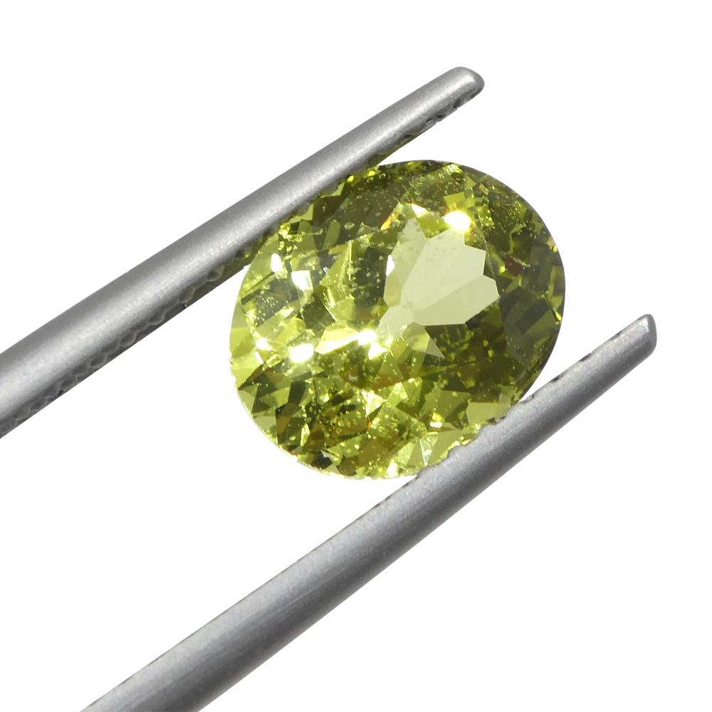 Brilliant Cut 2.02ct Oval Green-Yellow Chrysoberyl from Brazil For Sale