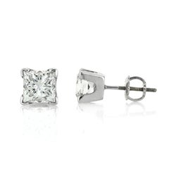 Boucles d'oreilles en diamant de 2.02ct, taille princesse