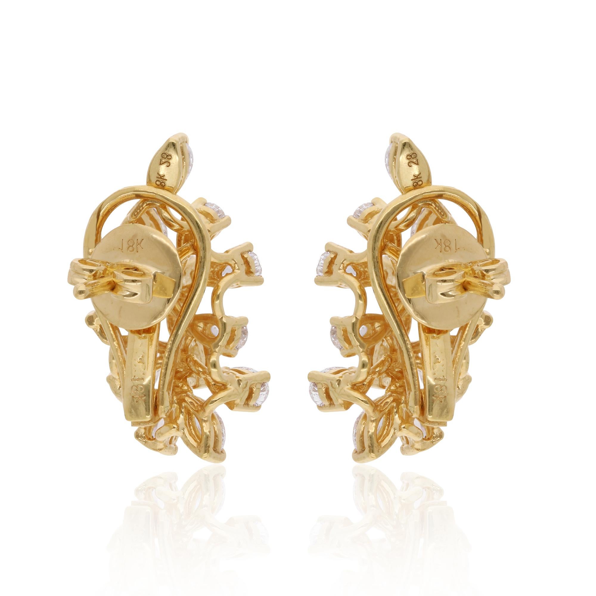 Donna 2,02Ct SI/H Orecchini a grappolo di diamanti naturali in oro giallo 14k H. H. in vendita