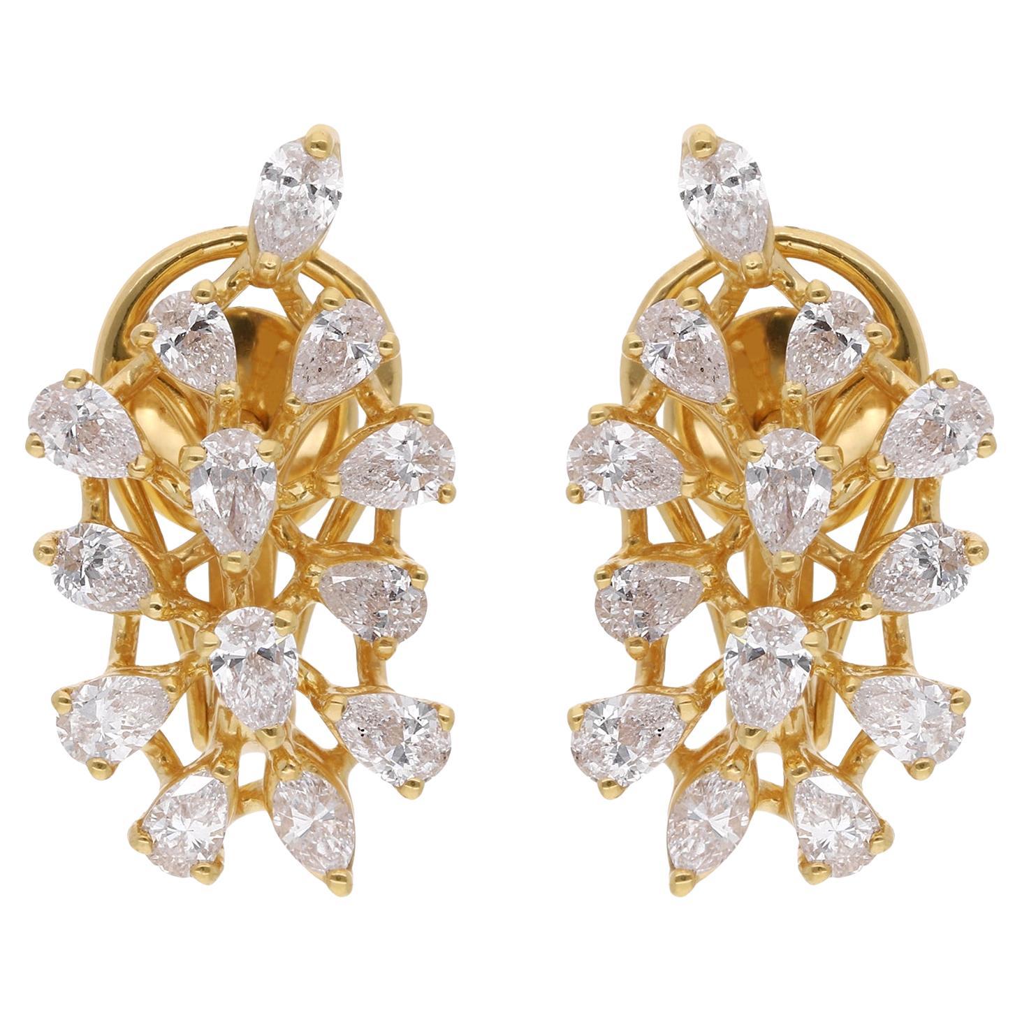 2,02Ct SI/H Orecchini a grappolo di diamanti naturali in oro giallo 14k H. H.