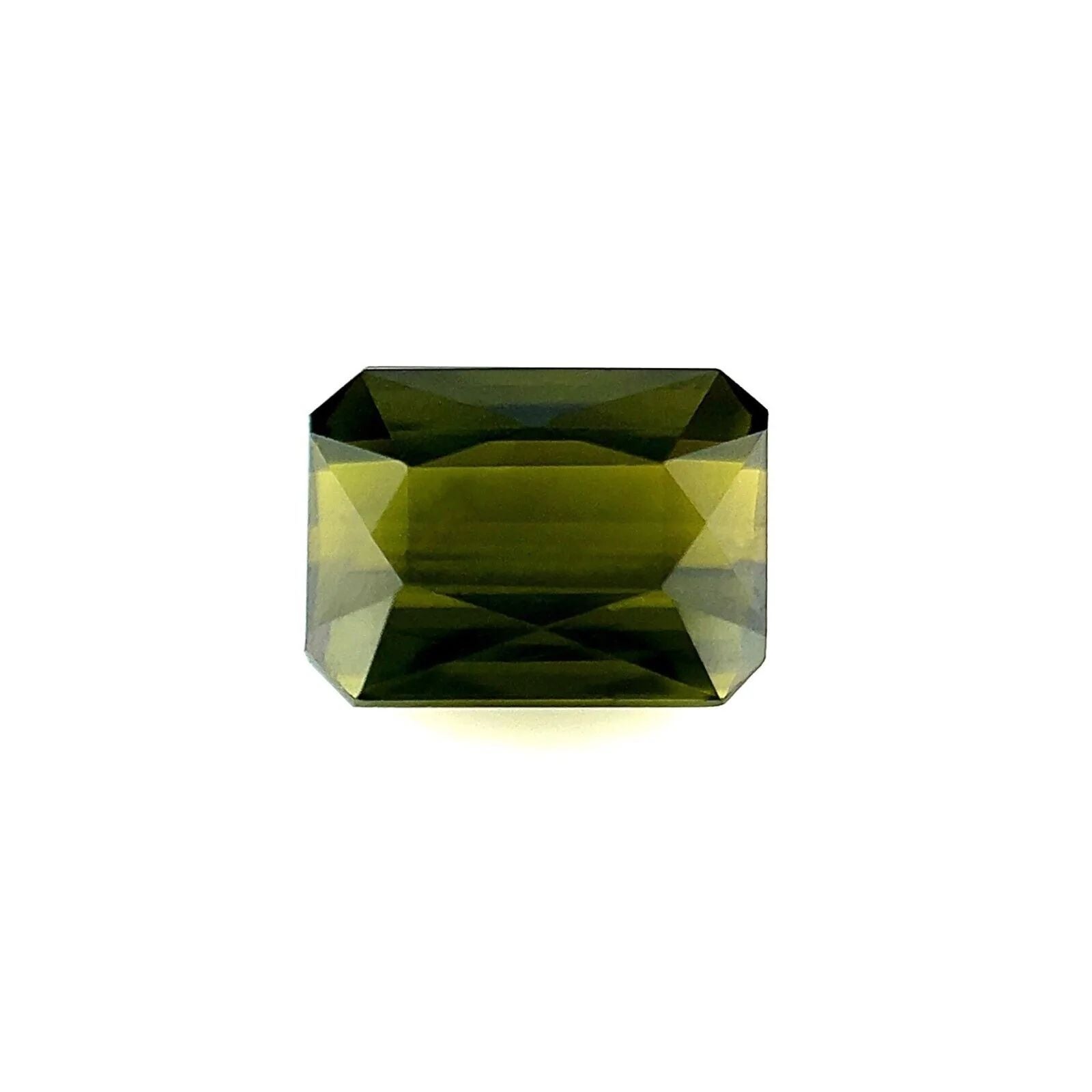 2.02ct Vivid Olive Green Tourmaline Fancy Octagon Emerald Loose Cut Gem For Sale