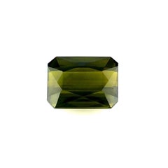 Tourmaline octogonale vert olive vif de 2,02 carats, pierre précieuse fantaisie taille émeraude