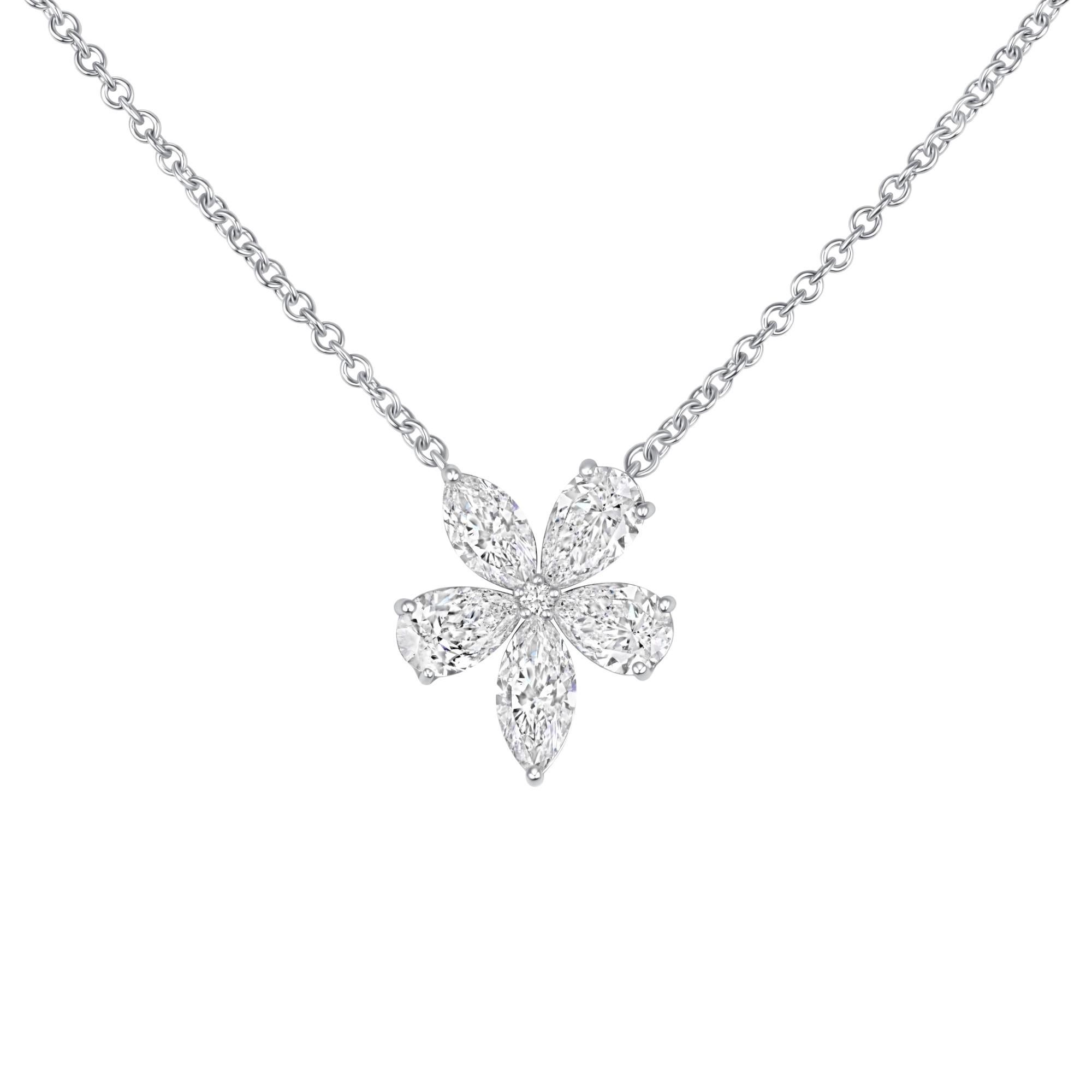 Ciondolo con diamante Marquise e Pear da 2,02 CTW in oro bianco 14K. In condizioni Nuovo in vendita a San Francisco, CA