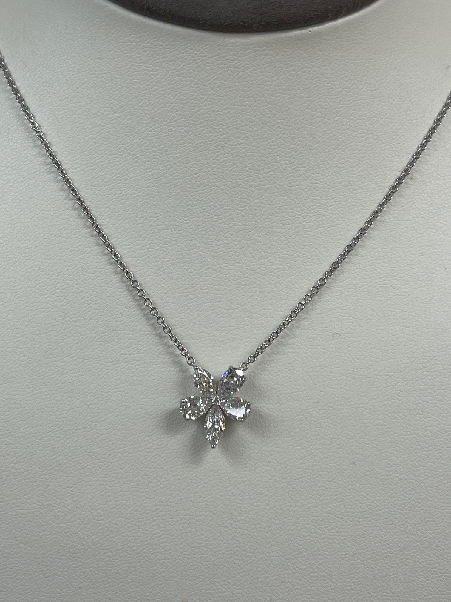 Ciondolo con diamante Marquise e Pear da 2,02 CTW in oro bianco 14K. in vendita 4