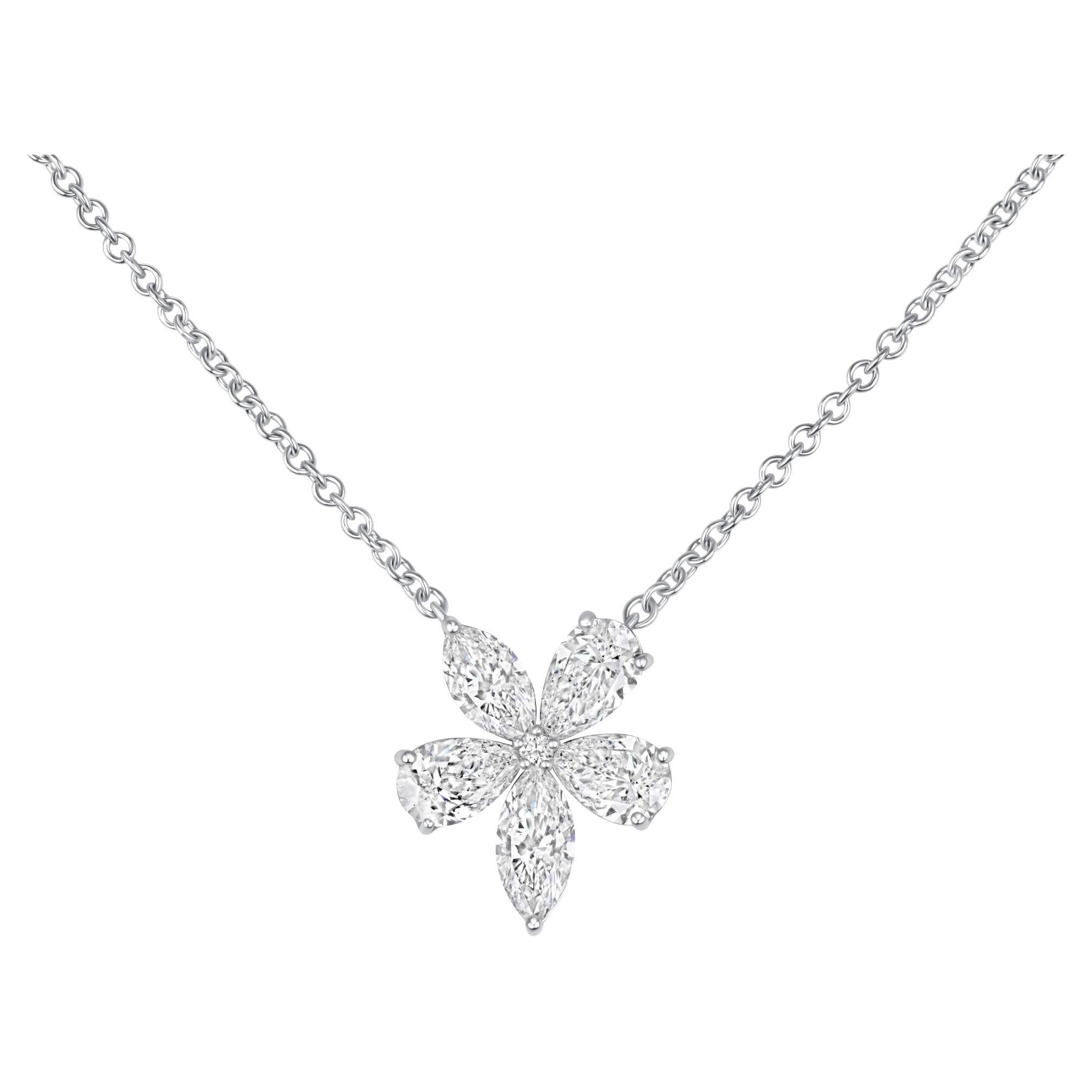 2.02CTW Marquise and Pear Diamond Pendant in 14K White Gold.