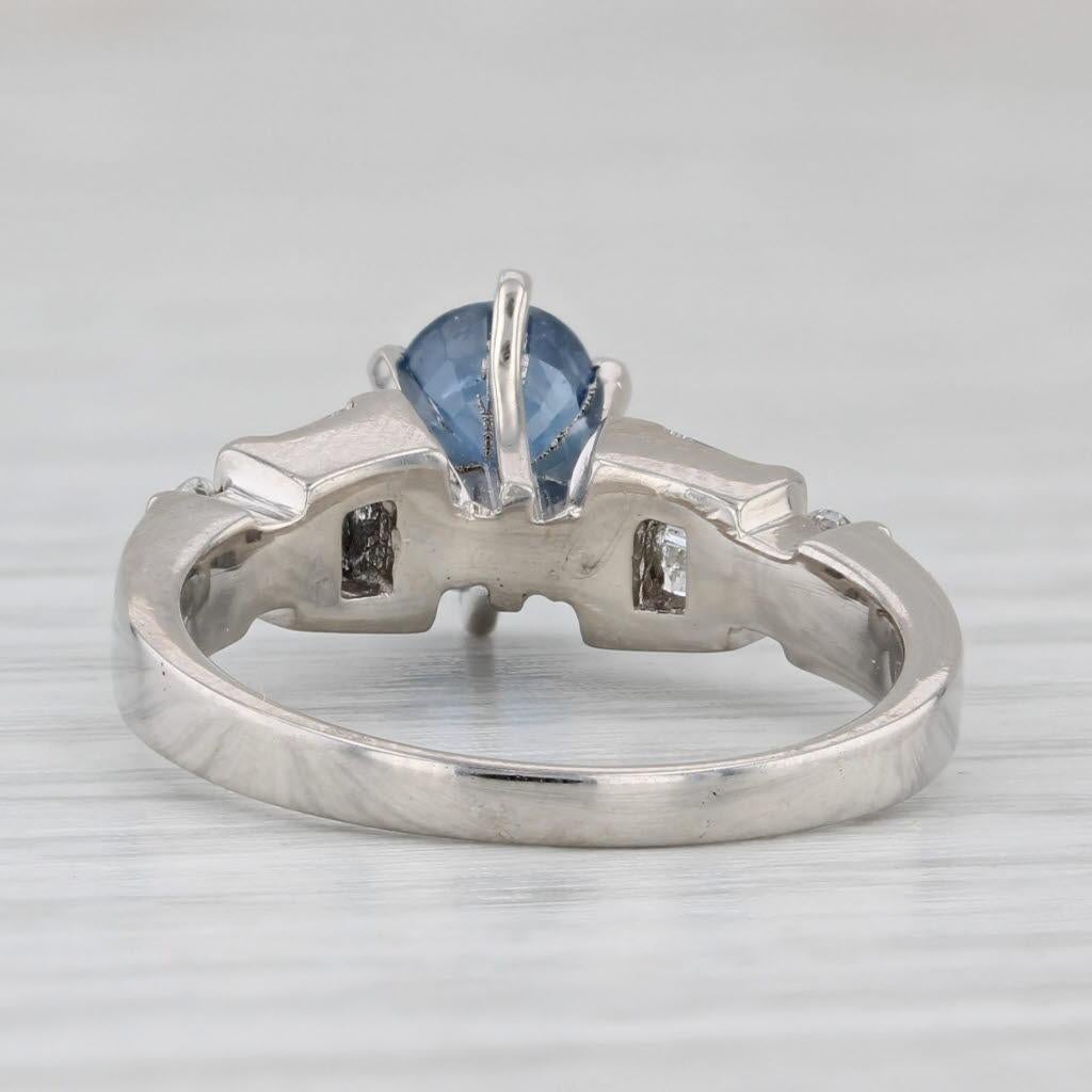 Oval Cut 2.02ctw Oval Blue Sapphire Diamond Ring Platinum Engagement Size 5.25
