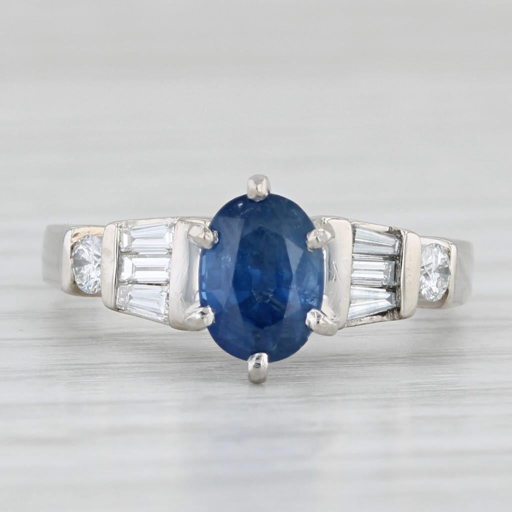 2.02ctw Oval Blue Sapphire Diamond Ring Platinum Engagement Size 5.25 In Good Condition In McLeansville, NC