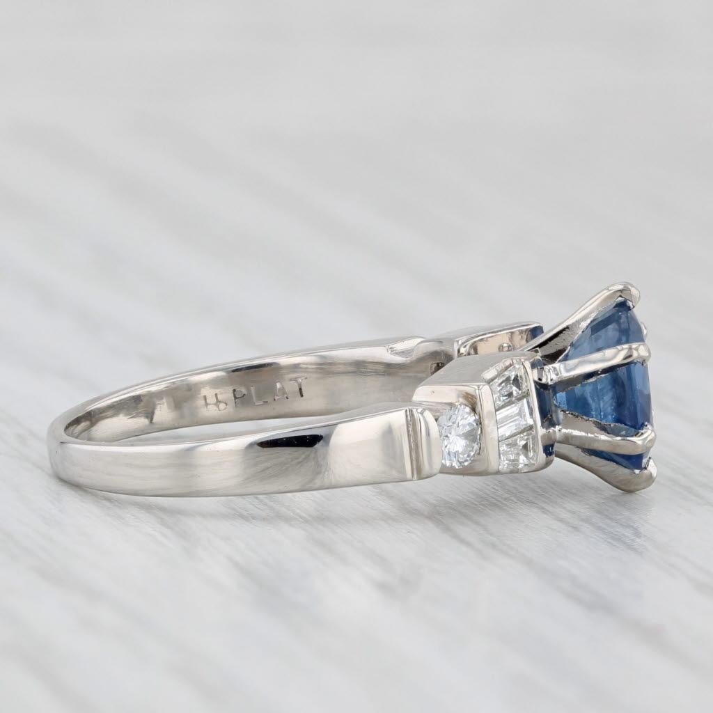 Women's or Men's 2.02ctw Oval Blue Sapphire Diamond Ring Platinum Engagement Size 5.25