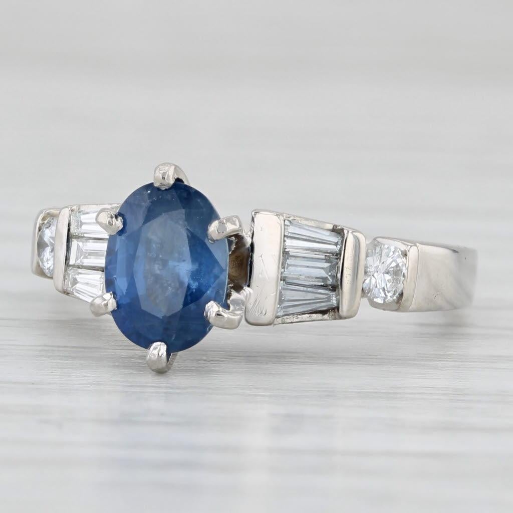 2.02ctw Oval Blue Sapphire Diamond Ring Platinum Engagement Size 5.25 1
