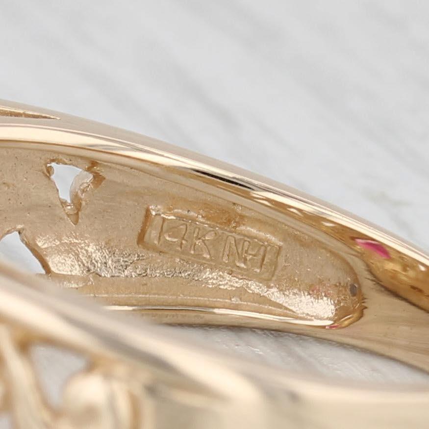 2,02ctw Rubellit Turmalin Diamant Ring 14k Gelbgold Größe 10 Floral Band im Angebot 3