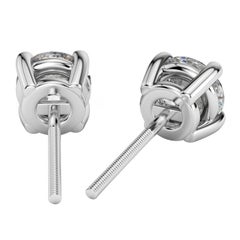2.03 Carat 4 Prong Round Diamond Basket Setting Stud Earrings
