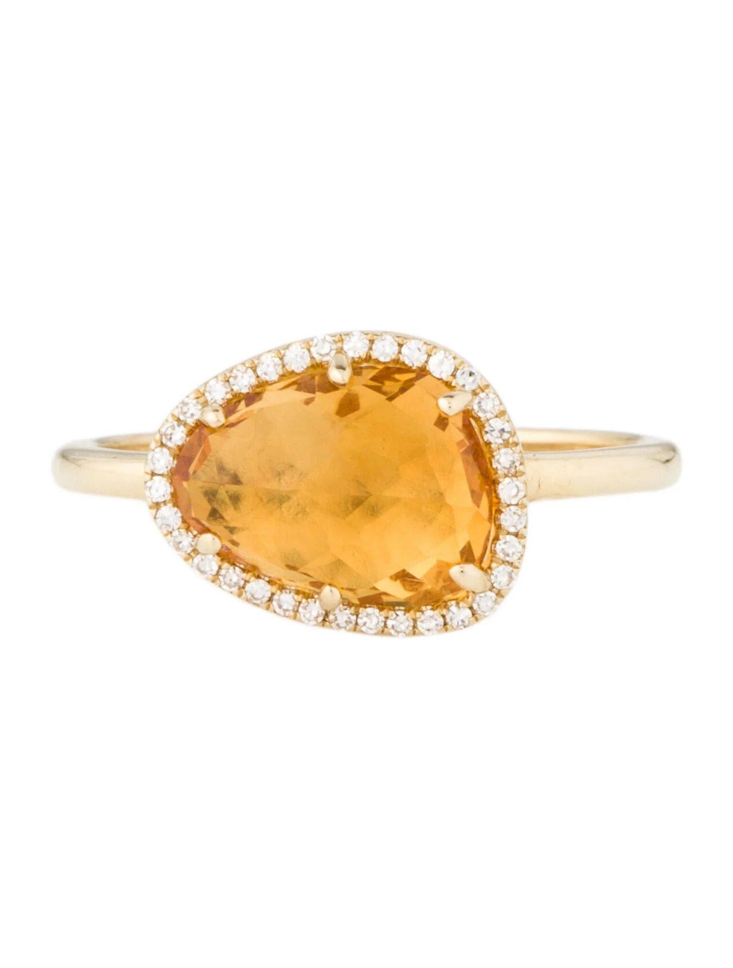 Dieser Ring aus Citrin und Diamant ist ein atemberaubendes und zeitloses Accessoire, das jedem Outfit einen Hauch von Glamour und Raffinesse verleihen kann. 

Dieser Ring zeigt einen 2,03 Karat Citrin im Mischschliff (12 x 9 MM) mit einem