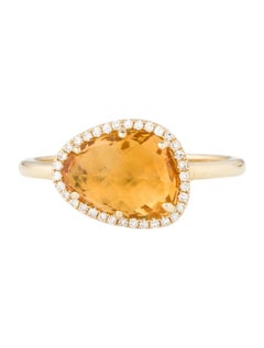 2.03 Carat Citrine & Diamond Yellow Gold Ring