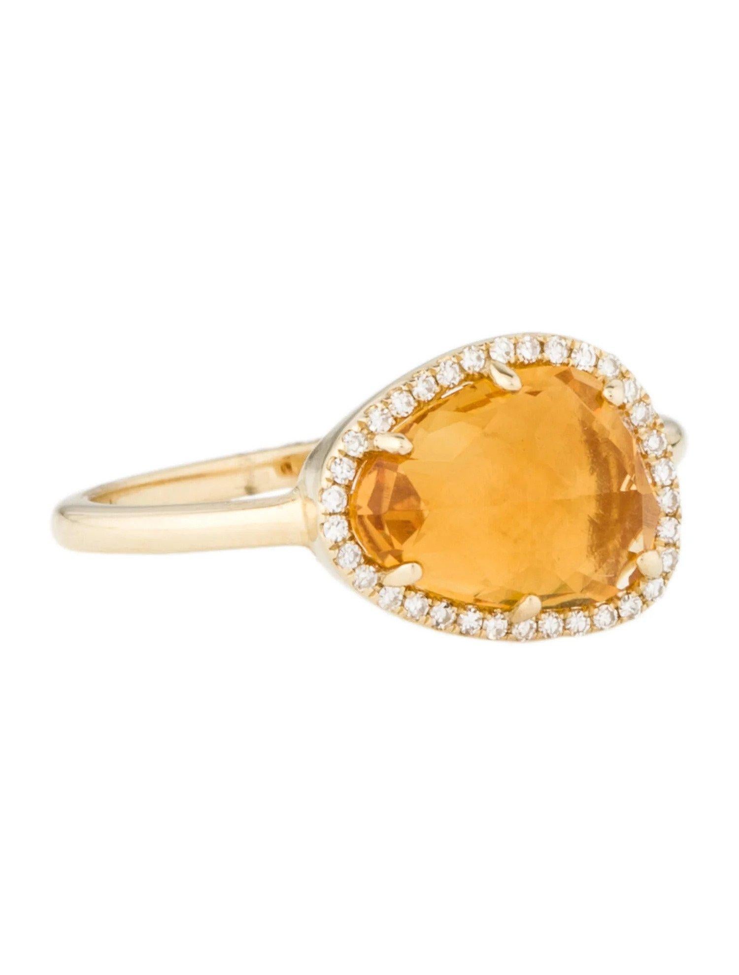 Mixed Cut 2.03 Carat Citrine & Diamond Yellow Gold Ring For Sale