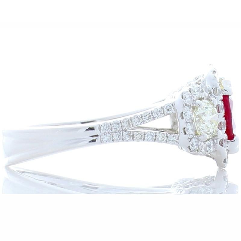 2.03 Carat Cushion Cut Ruby and Diamond Cocktail Ring in 18 Karat White Gold In New Condition In Chicago, IL