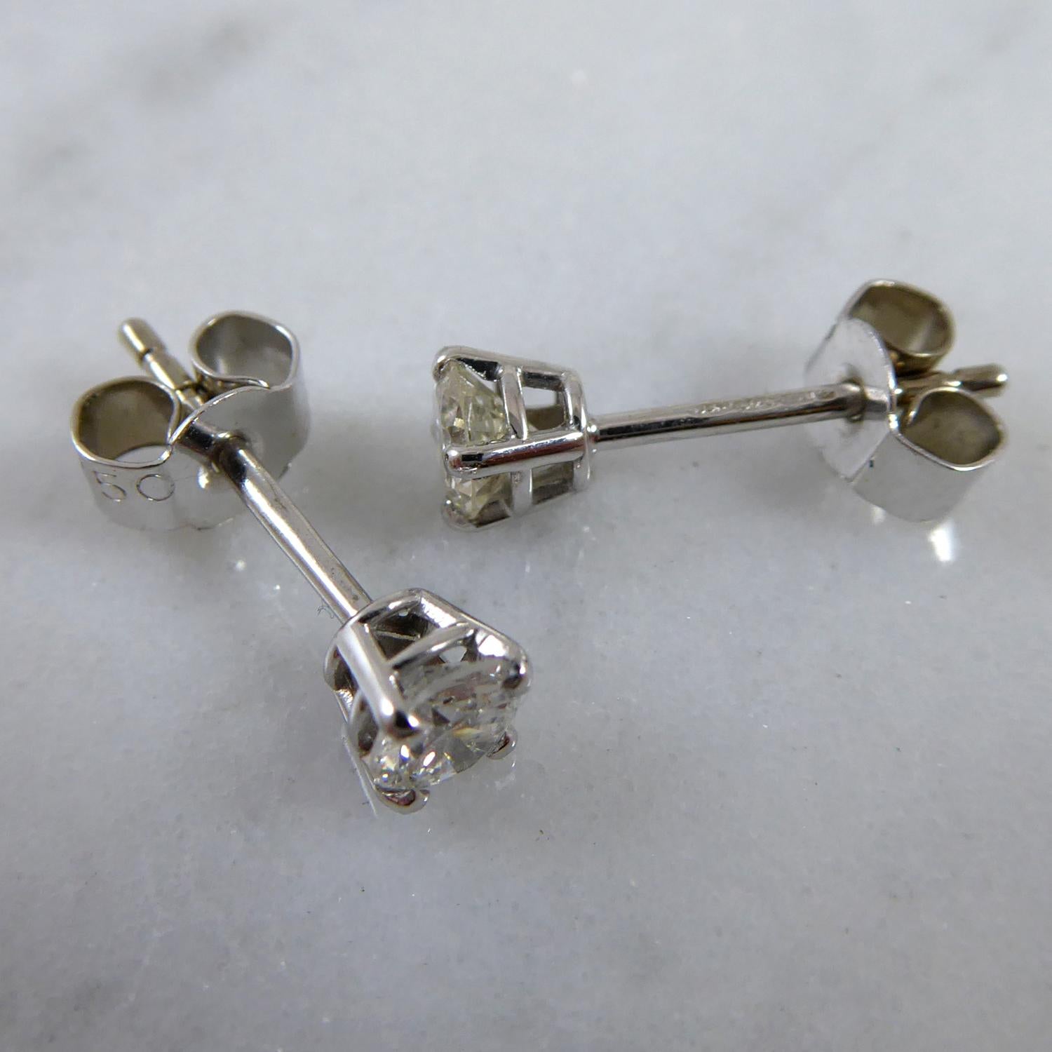 Modern 2.03 Carat Diamond Solitaire Earrings, Platinum