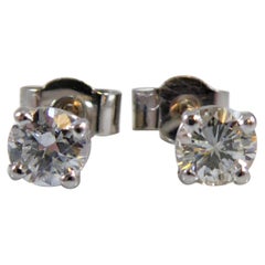 2.03 Carat Diamond Solitaire Earrings, Platinum