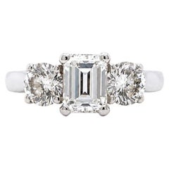 2.03 Carat Diamond Three-Stone Platinum Engagement Ring