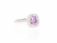 2.03 Carat GIA Certified No Heat Pink Sapphire Diamond Ring 14 Karat White Gold