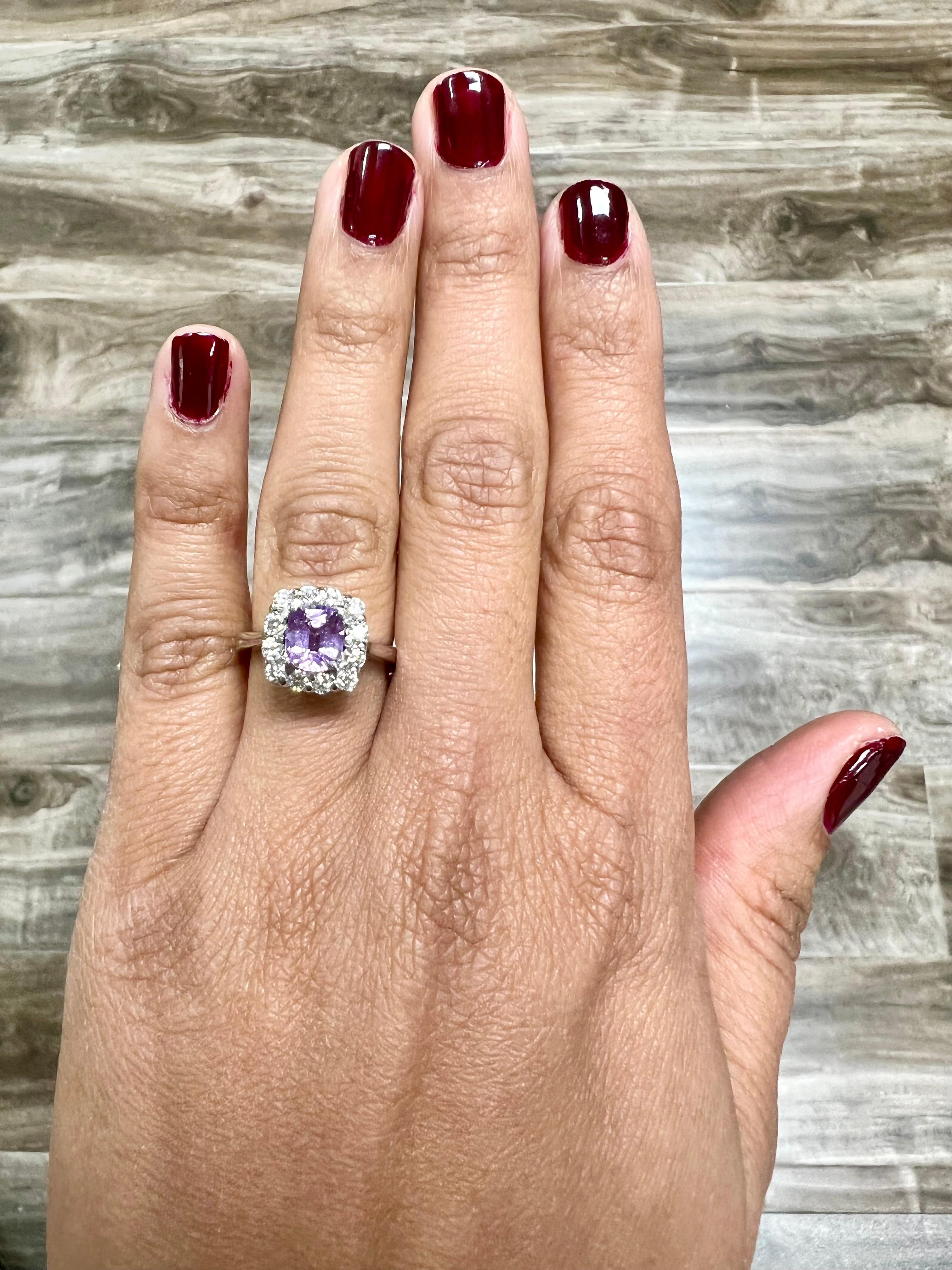 2.03 Carat GIA Certified No Heat Pink Sapphire Diamond Ring 14 Karat White Gold In New Condition For Sale In Los Angeles, CA