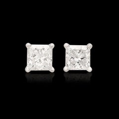 2.03 carat GIA Princess Cut Diamond Stud Earrings