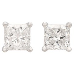 2.03 carat GIA Princess Cut Diamond Stud Earrings