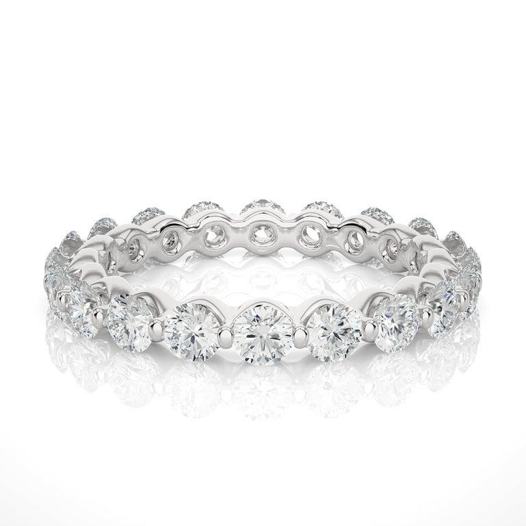For Sale:  2.03 Carat Moissanite Shared Prong Band Ring in Sterling Silver Jewelry for Her 6