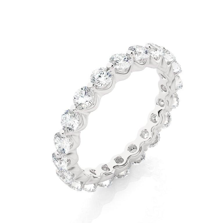 For Sale:  2.03 Carat Moissanite Shared Prong Band Ring in Sterling Silver Jewelry for Her 8