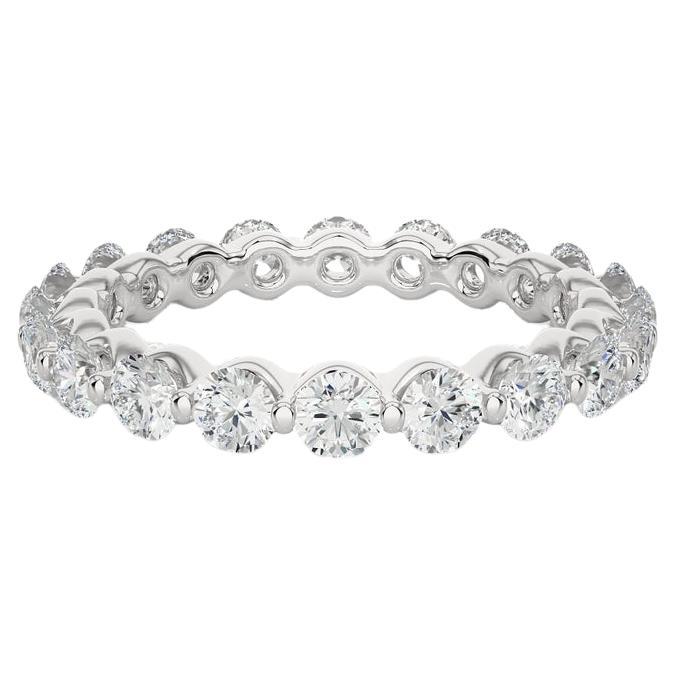 For Sale:  2.03 Carat Moissanite Shared Prong Band Ring in Sterling Silver Jewelry for Her