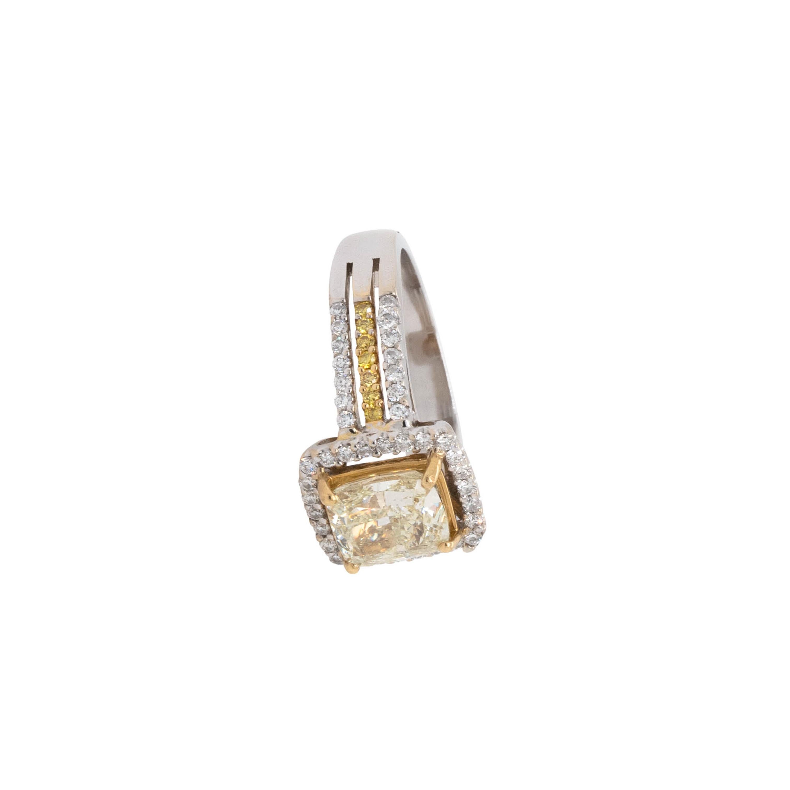 2,03 Karat Natürlicher Cushion-Schliff Fancy Yellow Wide Ring 8