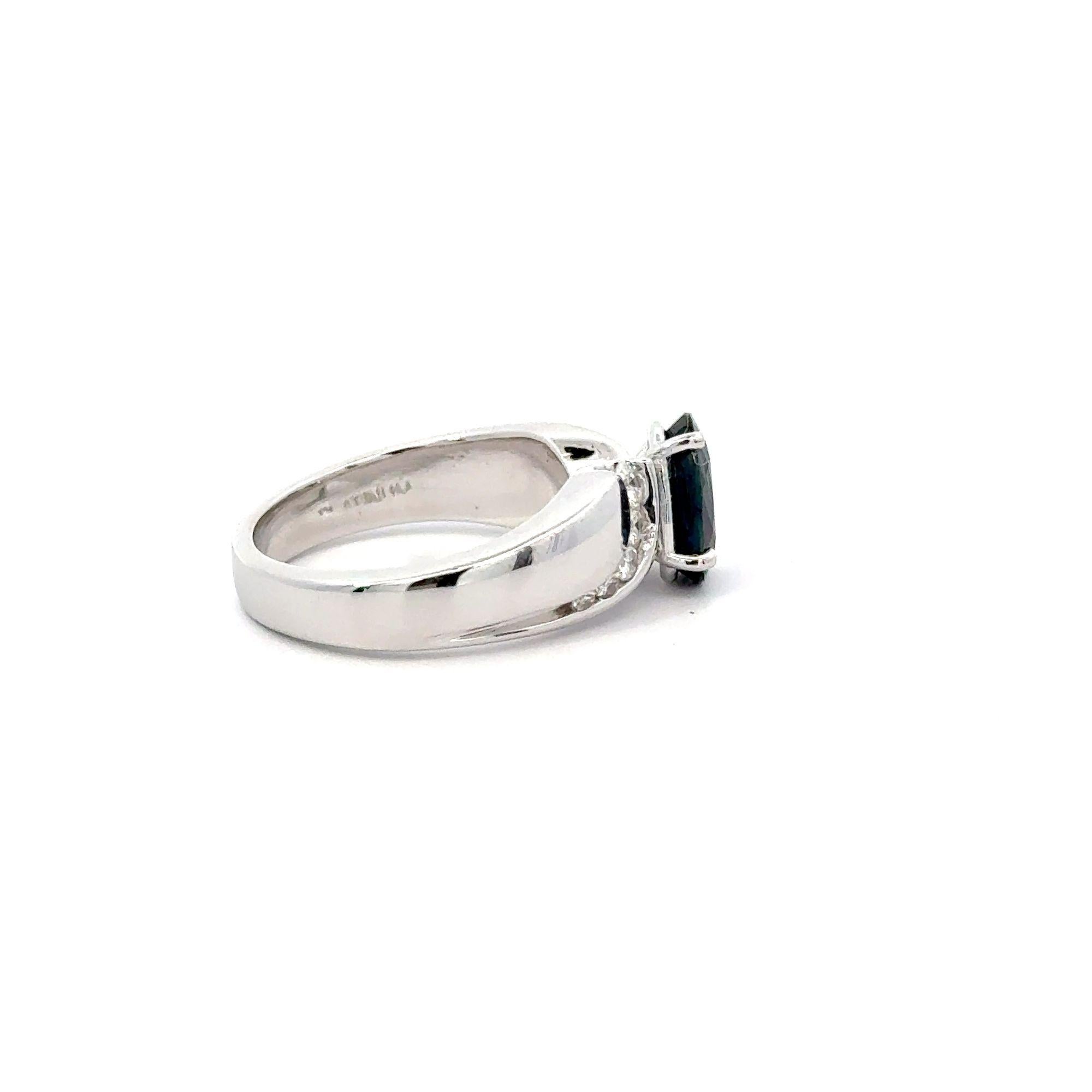 2.03 Carat Oval Cut Sapphire with Diamond Accent Bypass Platinum Ring For Sale 4