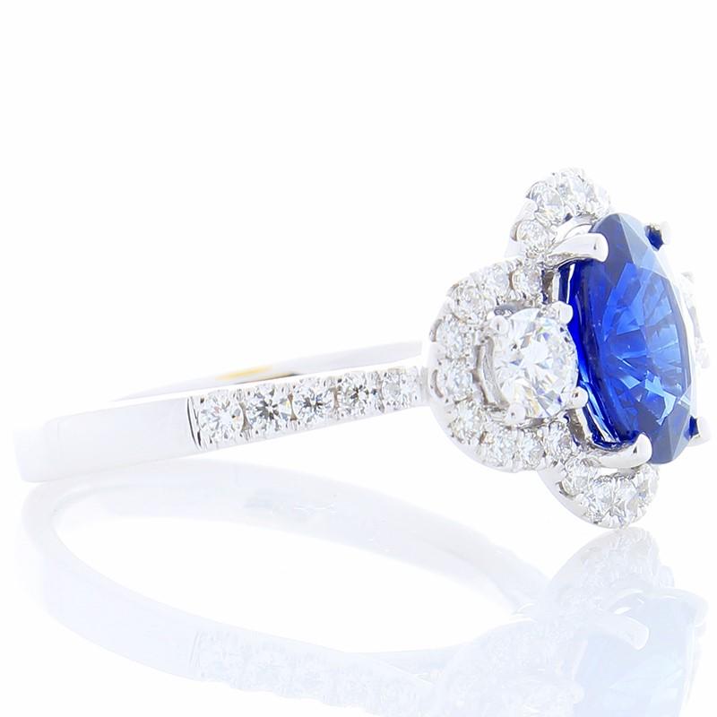 Oval Cut AGL Certified 2.03 Carat Oval Sapphire & Diamond Cocktail Ring in 18K Gold