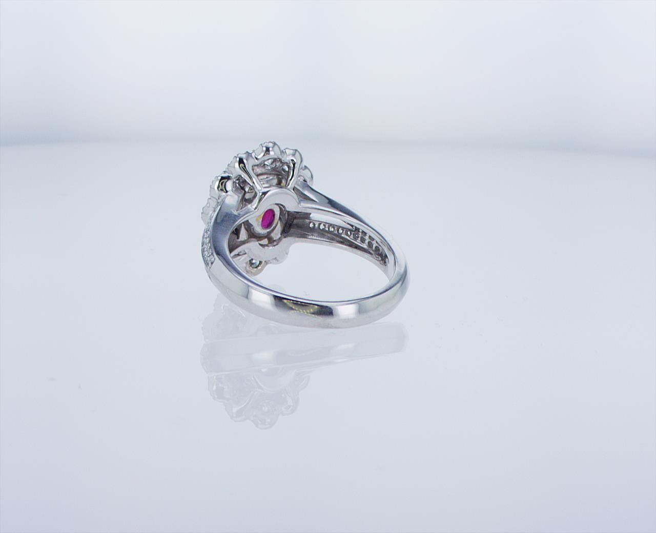 2.03 Carat Oval Thai Ruby Ring W/1.08 Carat TW of Diamonds in 18k WG W/Palladium For Sale 2