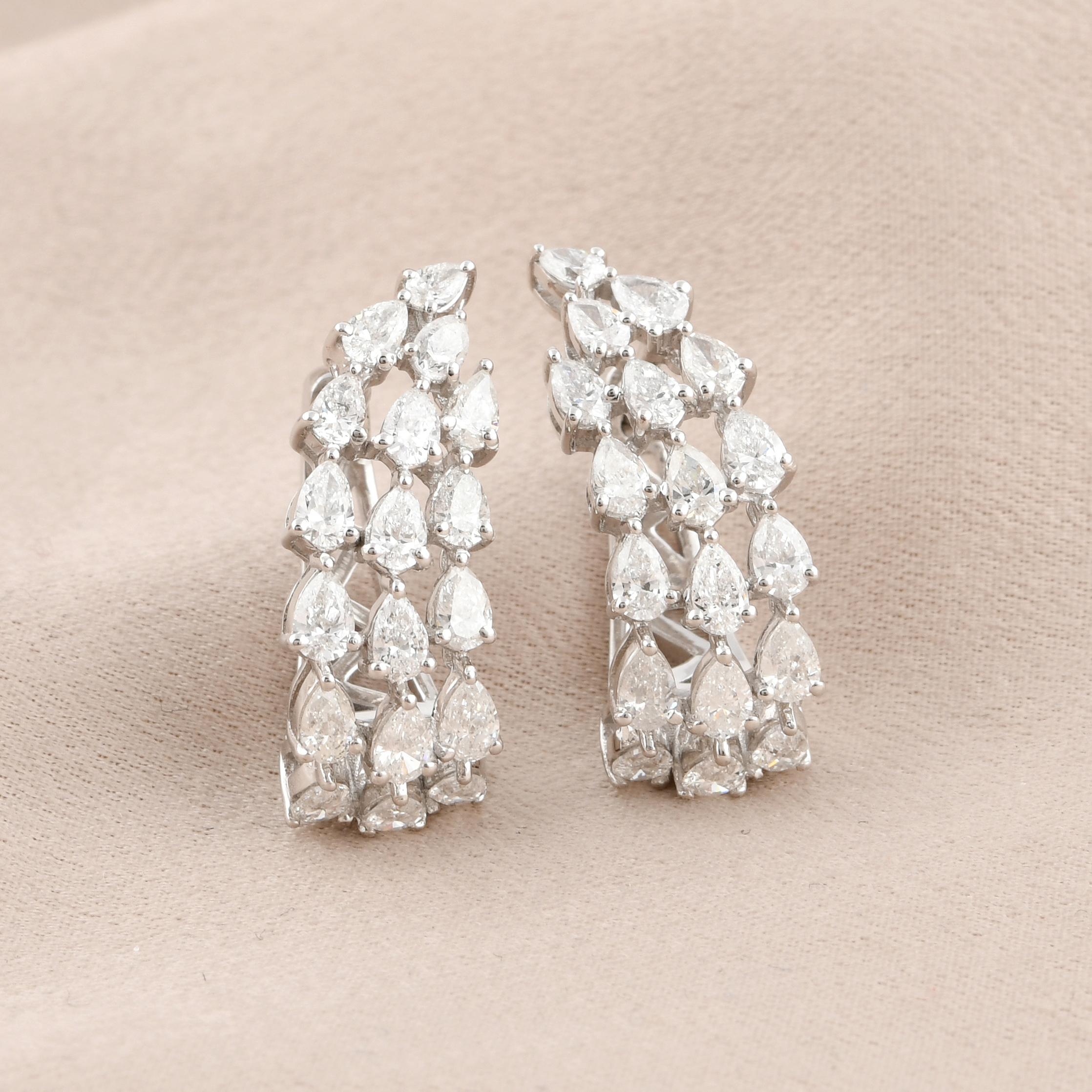 Modern 2.03 Carat Pear Shape Diamond Lever Back Earrings 18 Karat White Gold Jewelry For Sale