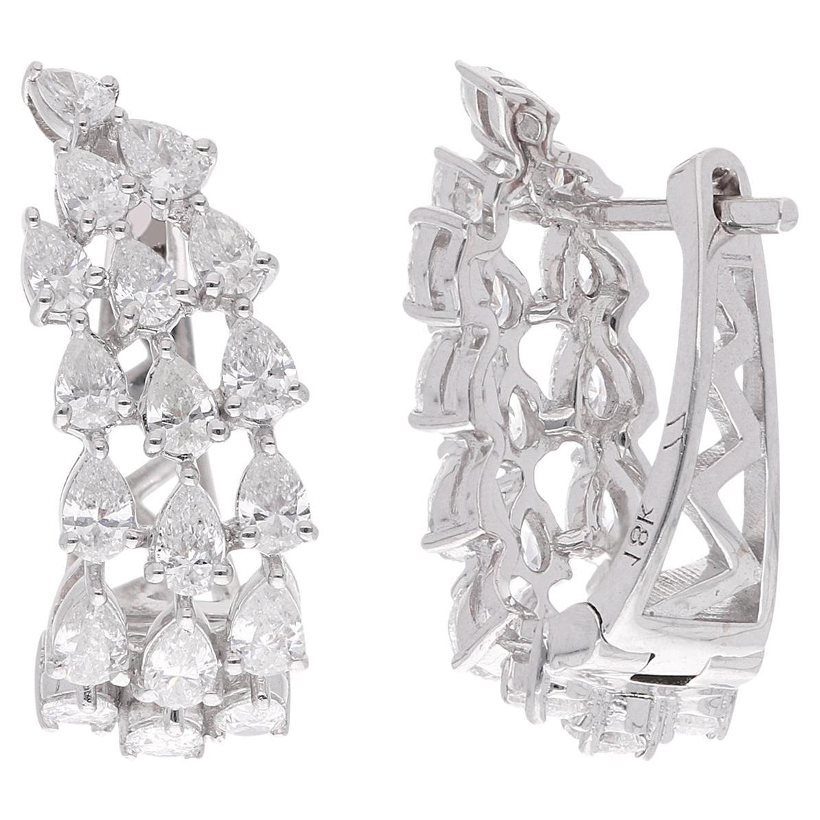2.03 Carat Pear Shape Diamond Lever Back Earrings 18 Karat White Gold Jewelry For Sale