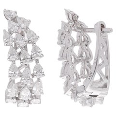 2.03 Carat Pear Shape Diamond Lever Back Earrings 18 Karat White Gold Jewelry