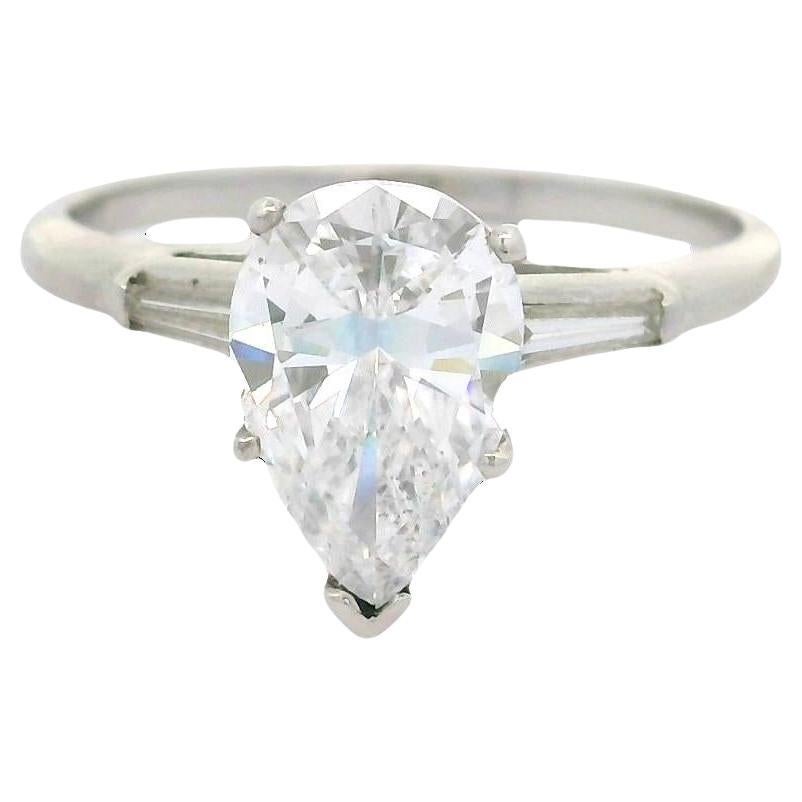 Anello di fidanzamento in platino con diamante a forma di pera da 2,03 carati, certificato GIA D-SI1