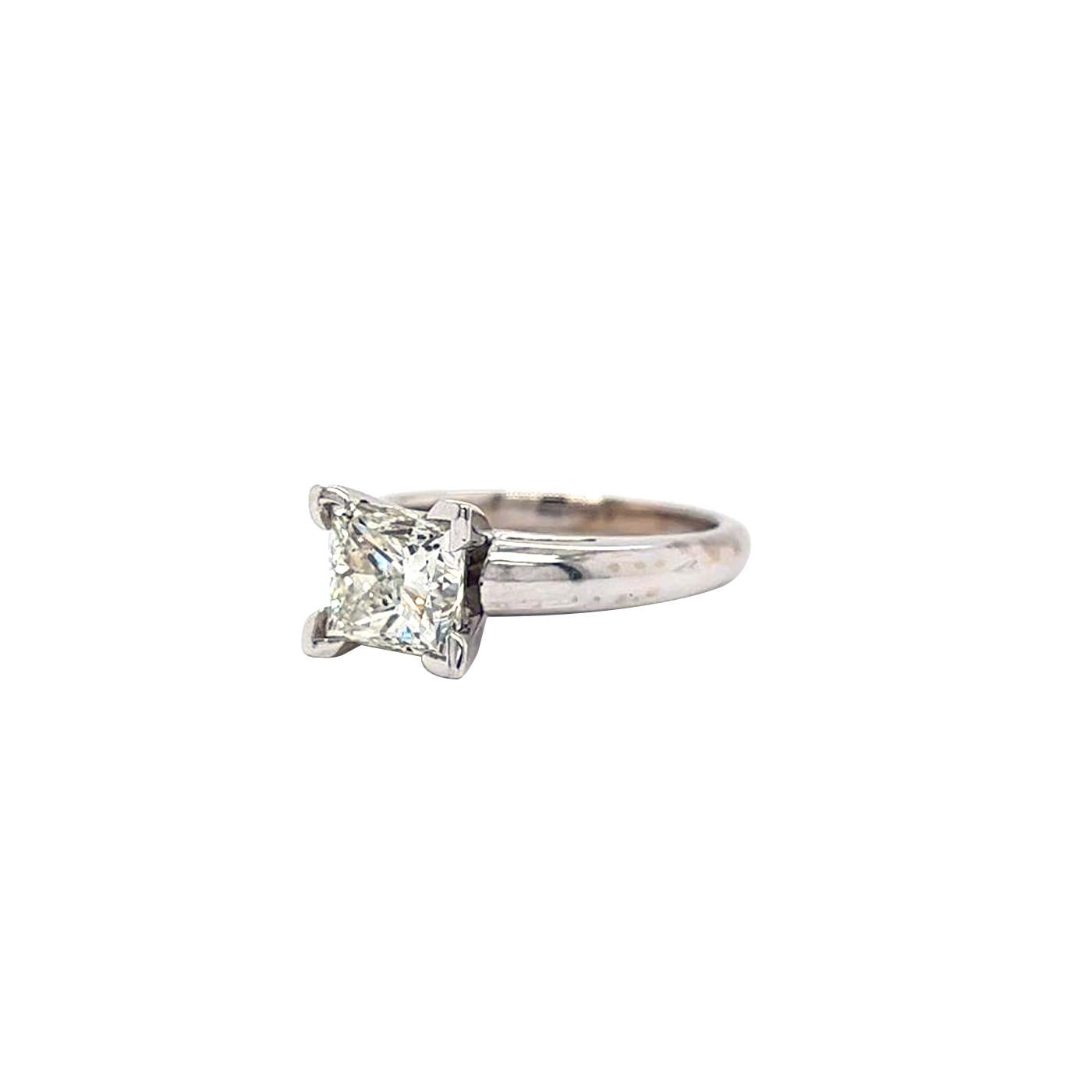 2,03 Karat Solitär-Diamant-Verlobungsring mit Prinzessinnenschliff, 4 Zacken, 14k Weißgold (Modernistisch) im Angebot