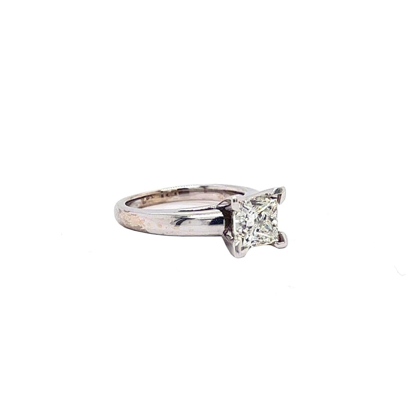 Women's 2.03 Carat Princess Cut Solitaire Diamond Engagement Ring 4 Prong 14k White Gold For Sale