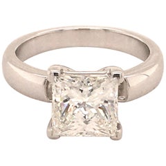 2.03 Carat Princess Cut Diamond Ring in 18 Karat White Gold by Bucherer