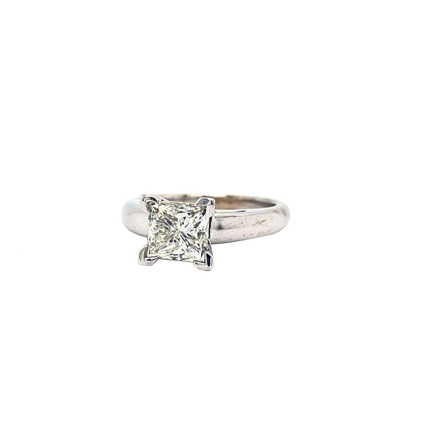 2.03 Carat Princess Cut Solitaire Diamond Engagement Ring 4 Prong 14k White Gold For Sale 1