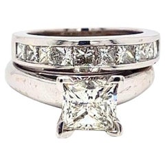 Used 2.03 Carat Princess Cut Solitaire Diamond Engagement Ring 4 Prong 14k White Gold