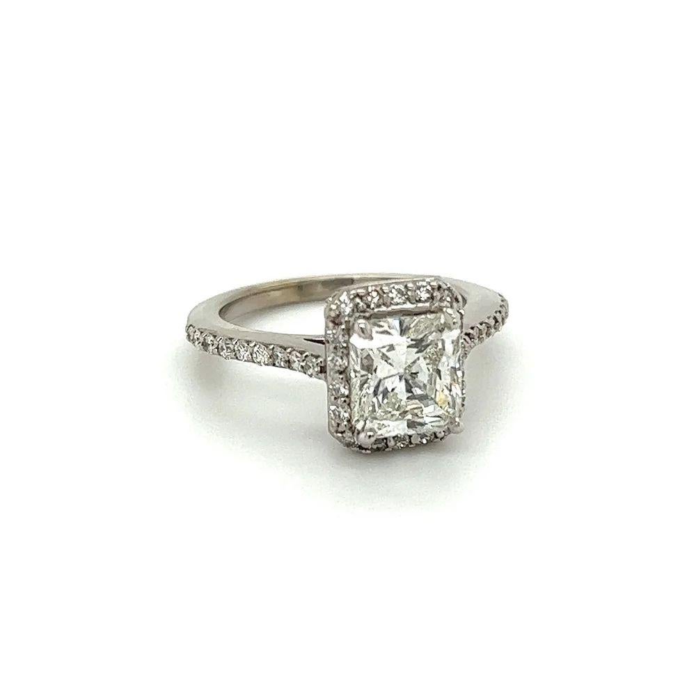 Simply Beautiful! Radiant-Cut Diamond GIA Gold Art Deco Revival Cocktail Ring. Centering a securely nestled Hand set Radiant Cut Diamond, I-SI1 GIA, surrounded by Diamonds, approx. 0.50tcw. GIA# 5221876821. Hand crafted 18K White Gold mounting. Ring