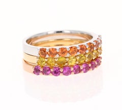2.03 Carat Round Cut Sapphire Gold Stackable Bands
