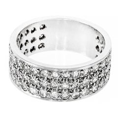 2.03 Carat Round Diamond Three-Row Pave Platinum Ring