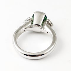 2.03 Carat Round Green Tourmaline and Diamond Classic 18 Karat Fashion Ring