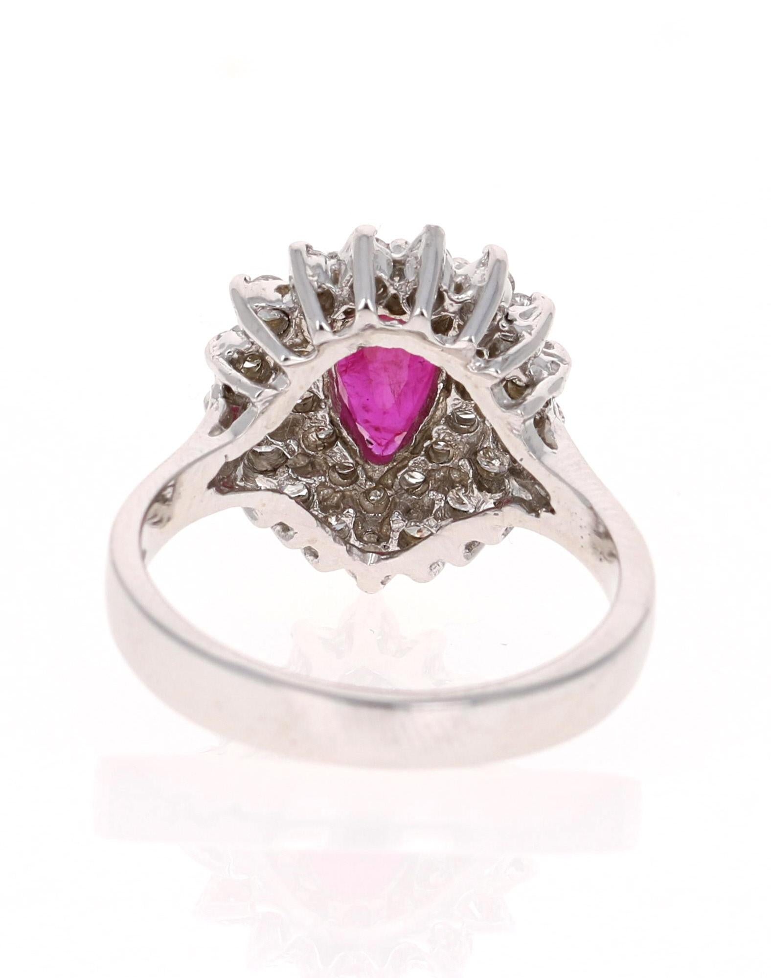 2.03 Carat Ruby Diamond 14 Karat White Gold Engagement Ring For Sale at ...